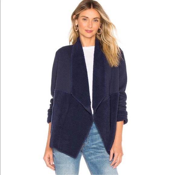 Splendid Faux Sherpa & Waffle Cardigan in Midnight Navy, Small - Picture 1 of 11